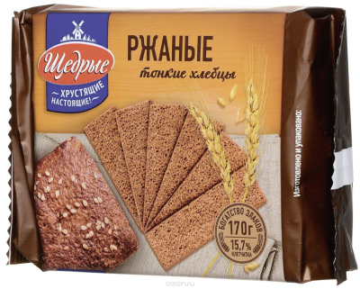 Хлебцы "Щедрые" Ржаные тонкие 170 г