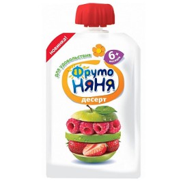 Десерт ФрутоНяня из яблок, клубники и малины 90г.