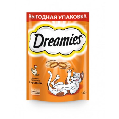 Dreamies для взрослых кошек Лакомые подушечки 140г в асс-те