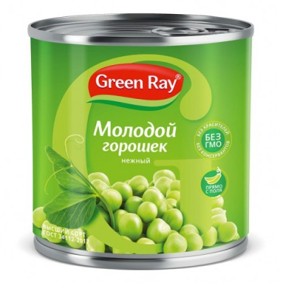 Горошек зеленый консервированный ж/б 425мл. Грин Рэй