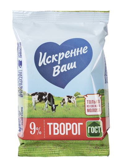 Творог Искренне Ваш 9% 180гр. пергам. Дмитрогорск.