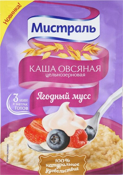 Мистраль Каша овсяная ягодный мусс 40гр