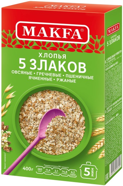 Макфа Хлопья 5 злаков 400гр