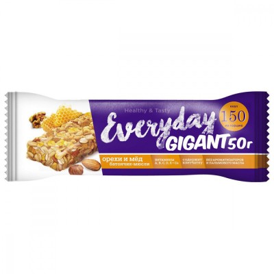 EVERYDAY Батончик-мюсли 50гр орех+мед