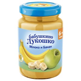 Бабушкино Лукошко Пюре Яблоки и бананы 190г ст/б