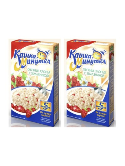 Хлопья овсяные "Кашка-минутка" с земляникой 185гр