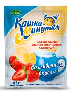 Хлопья овсяные "Каша-Минутка" со сливками и клубникой 43,гр Кунцево