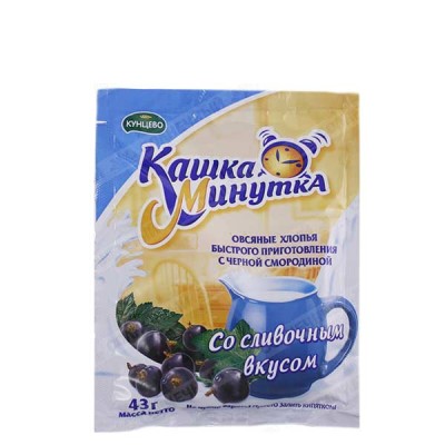 Хлопья овсяные "Каша-Минутка" со сливками и черной смородиной 43,гр Кунцево