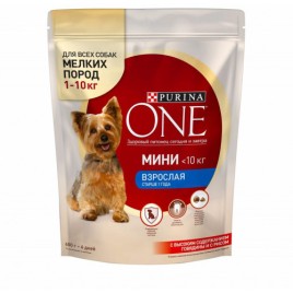 PURINA ONE Корм сухой д/собак "Мини взрослая" Говядина рис 600г