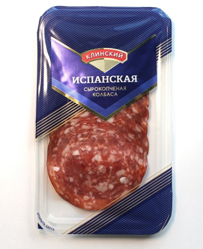Колбаса полусухая Испанская с/к нарезка 85гр Клин