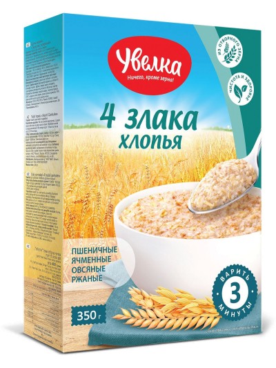 Увелка Хлопья 4 злака 350г