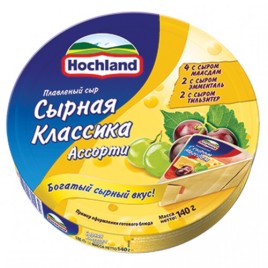АКЦИЯ!!! БЗМЖ Сыр плавленый Хохланд Классика Ассорти желтый 140г
