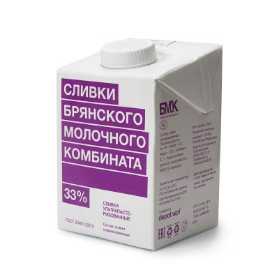 БЗМЖ Сливки 33% БМК 500г
