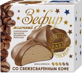 БЗМЖ Зефир молочный со свежесваренным кофе в молочном бельгийском шоколаде 60г им.Пастухова