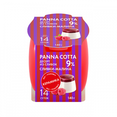 БЗМЖ Десерт из сливок Panna Cotta 9% 160гр сливки-малина стекло Коломенский