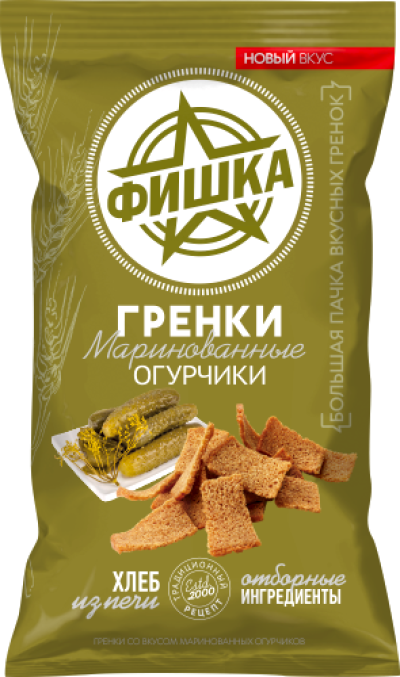 Вкусы Мира Гренки Фишка маринованные огурчики 120г.