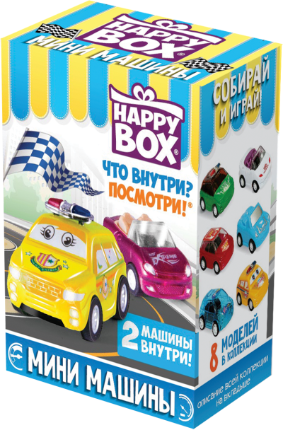 HAPPY BOX Мини машины игрушка с конфетой 32г