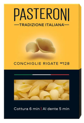 Макаронные изделия Пастерони конкилье ригате №128 400гр