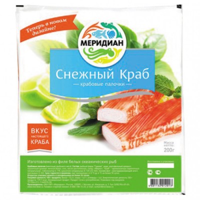 ФМ Крабовые палочки охл. Снежный краб Меридиан 200г