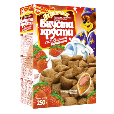 Подушечки Вкусти Хрусти с клубничной начинкой 250г