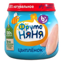 Пюре ФрутоНяня из мяса  цыплят 80г ст/б