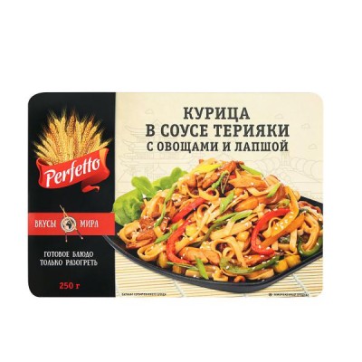Курица в соусе Терияки с овощами и лапшой зам. 250 гр.