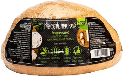 Хлеб безд. заварной подовый Крестьянский 300г Рижский хлеб