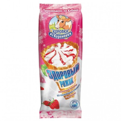 Рожок вафельный с клубничном джемом Кореновка 120г