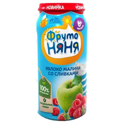 Пюре ФрутоНяня яблоко, малина со сливками 250г