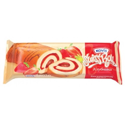 Рулет бисквитный Ковис клубника 175г