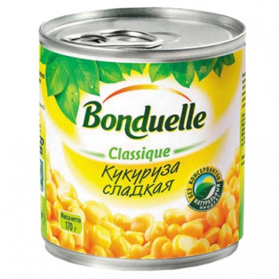 Кукуруза консервир. Бондюэль 170гр ж/б