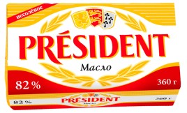 БЗМЖ Масло кисло-слив.-несол. "Президент" 82% 360г