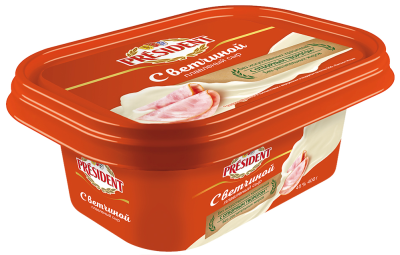 БЗМЖ Сыр "Президент" плавленый ветчина ванночка 45% 400г