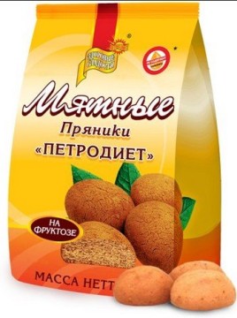 Пряники мятные Петродиет на фруктозе 350гр