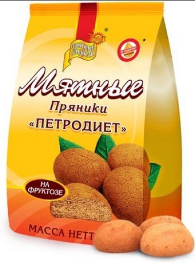 Пряники мятные Петродиет на фруктозе 350гр