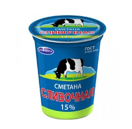 БЗМЖ Сметана Сливочная 15% 300г Экомилк