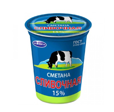 БЗМЖ Сметана Сливочная 15% 300г Экомилк