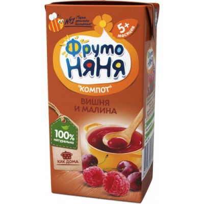 Компот ФрутоНяня из вишни и малины 0,2л.