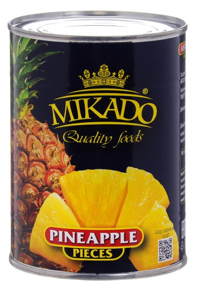 Ананасы MIKADO кусочки в сиропе 565г