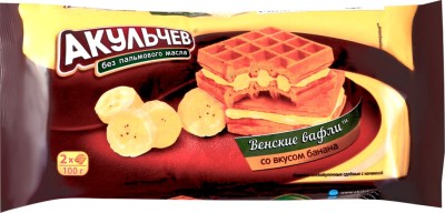 Венские вафли Акульчев со вкусом банана 100г
