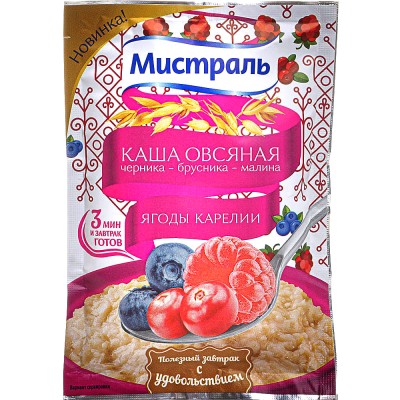 Мистраль Каша овсяная черника-брусника-малина 40гр