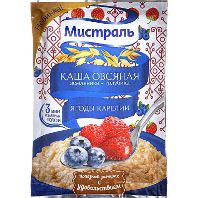 Мистраль Каша овсяная земляника-голубика 40гр