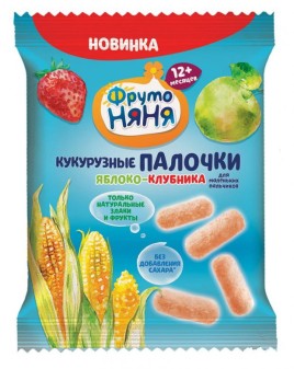 Кукурузные палочки ФрутоНяня яблоко-клубника 20гр