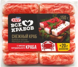 Крабовые палочки с мясом нат. краба 170г VICI