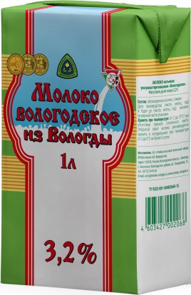 БЗМЖ Молоко Вологодское у/п 3,2% 1л УОМЗ
