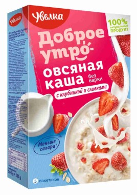 Увелка Каша Овсяная клубника со сливками 200гр.