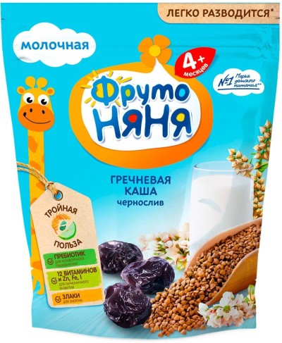 Каша Фруто Няня гречневая молочная с чернослив 200г сухая