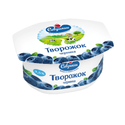 БЗМЖ Творожок с черникой 3,5% 120г стакан Савушкин