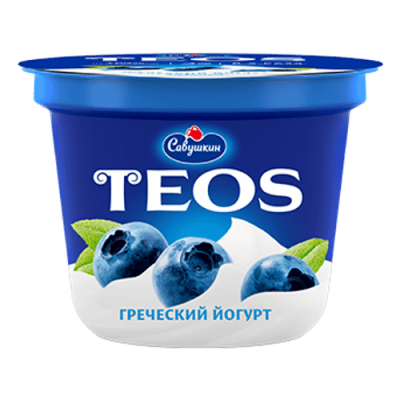 Йогурт греческий TEOS Черника 2% 250г Савушкин продукт