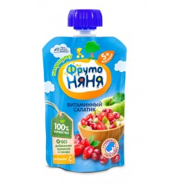 Пюре ФрутоНяня Витаминный салатик 90г (ябл.шипов.клюква)